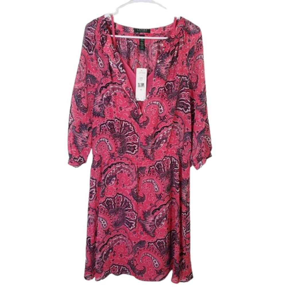 New Ralph Lauren Pink Paisley Dress